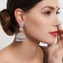 Karatcart White Drop Earrings for Women image 2