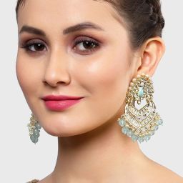 Karatcart Light Blue Chand Bali Earrings for Women image 2