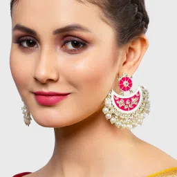 Karatcart Pink Chand Bali Earrings for Women image 2