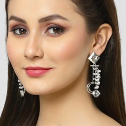 Karatcart Silver Drop Earrings for Women image 2