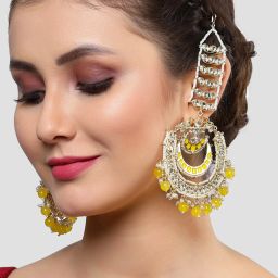 Karatcart Yellow Chand Bali Earrings for Women image 2