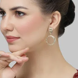 Karatcart Gold Plated Asorted Design Round Drop Earrings for Women image 2