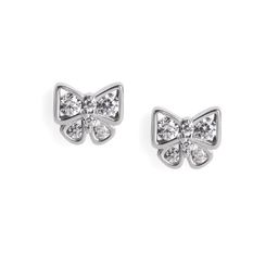 Luxevogue 92.5 Silver Rhodium Plated Bow Shaped Cubic Zirconia Studs Earrings-image-81