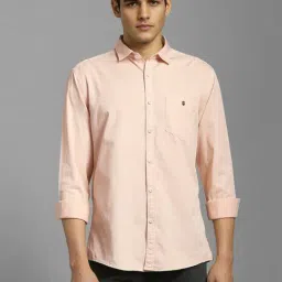 Louis Philippe Orange Cotton Slim Fit Shirt-picture-4