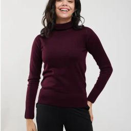 Fablestreet Burgundy Acrylic Regular Fit Sweater-22