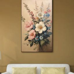 Nestroots Vibrant Flowers in Vase Canvas Black Frame Wall Painting-48
