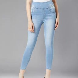DOLCE CRUDO Light Blue High Rise Jeggings-image-55