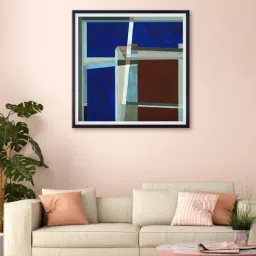 999store Blue & Brown Abstract Printed Canvas Painting-16