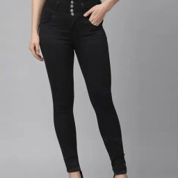 KASSUALLY Black Relaxed Fit High Rise Jeans-27