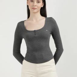 TOMMY HILFIGER Medium Heather Grey Textured T-Shirt-picture-30