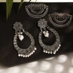 Aatmana German Silver-Plated Chand Bali Earrings for Women - Set of 2-image-46