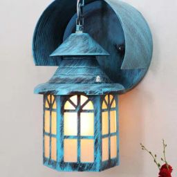 Homesake Blue Metal Modern Antique Industrial Box-Shaped Outdoor Wall Lamp-picture-16
