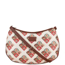 ZOUK White Printed Medium Sling Handbag-13