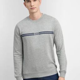 Jack & Jones Grey Cotton Slim Fit Printed Sweatshirt-image-50
