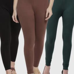 Gracit Black & Green Mid Rise Leggings - Pack Of 3-image-72
