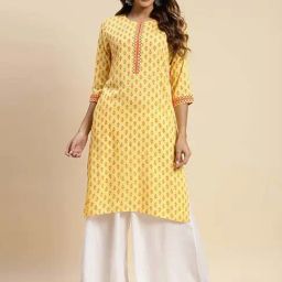 Rangita Yellow Printed Straight Kurta-image-10