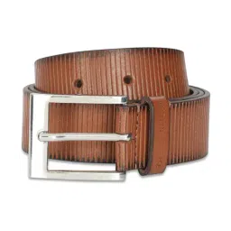 The Vertical Brown Textured Leather Casual Belt for Men-4