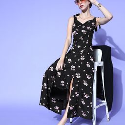 U&F Women Stylish Black Floral Sun Dress-image-92