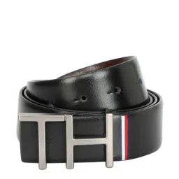 Tommy Hilfiger Black & Brown Leather Reversible Belt for Men-image-45