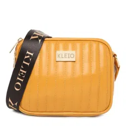 KLEIO Yellow Textured Medium Sling Handbag-52