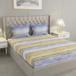 Raymond Home Camphor Purple & Brown 144 TC Cotton Queen Bedsheet with 2 Pillow Covers-image-67