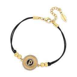 Police Luck Crystal With Double Cord Black Flexible fit Bracelet for Women-36