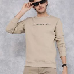 Crimsoune Club Beige Regular Fit Logo Printed Sweatshirt-image-33