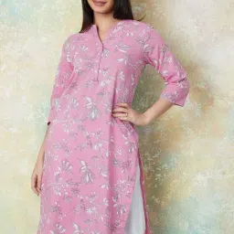 Melange by Lifestyle Pink Printed Straight Kurta-image-98