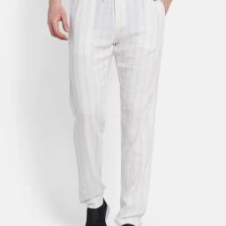 Octave White Cotton Regular Fit Striped Trackpants-image-10