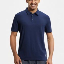 Jockey LD23 Ink Blue Tencel Micro Modal Supima Cotton Elastane Half Sleeves Polo T-Shirt-34