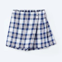 Fame Forever by Lifestyle Girls Blue & White Cotton Checks Skirt-image-43
