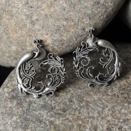 Aatmana Handcrafted Peacock Shaped Oxidized Stud Earrings for Women-38