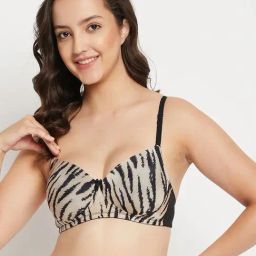 Clovia Beige Animal Print T-Shirt Bra-image-88