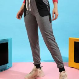 Campus Sutra Grey Mid Rise Sports Track Pants-image-21