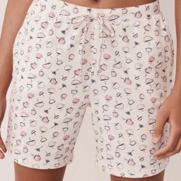 La Vie En Rose White Cotton Printed Shorts-image-27