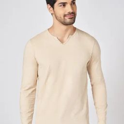 Urban Ranger By Pantaloons Beige Cotton Slim Fit T-Shirt-image-78