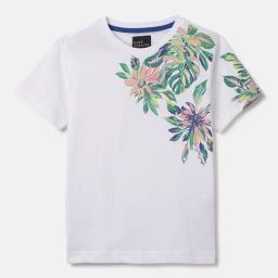 Blue Giraffe Boys White Pure Cotton Print T-Shirt-picture-14
