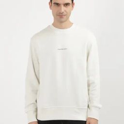 Calvin Klein Beige Cotton Relaxed Fit Printed Sweatshirt-picture-32