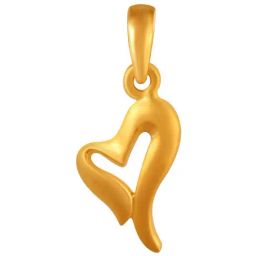 P.C. Chandra Jewellers 14k Yellow Gold Melting Heart Pendant for Women & Girls-image-27
