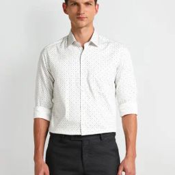 Arrow White Cotton Slim Fit Printed Shirt-image-87