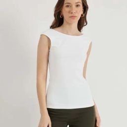 Fablestreet White Boat Neck Knit Top-picture-47