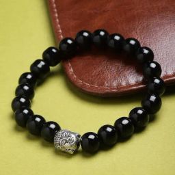 Panash Black & Silver Toned German Silver Pearls Oxidized Charm Bracelet-94