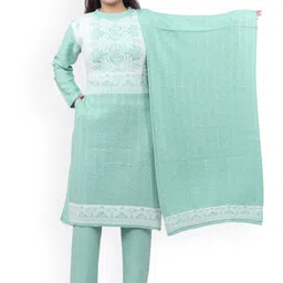 WOOL 4U Women Ethnic Motifs Regular Kurta with Trousers & With Dupatta-image-63