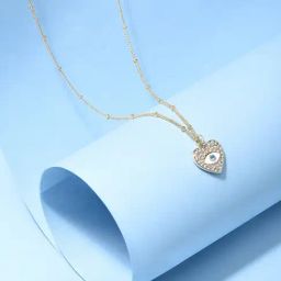 ToniQ Gold Plated Evil Eye Cubic Zirconia Studded Necklace-image-43