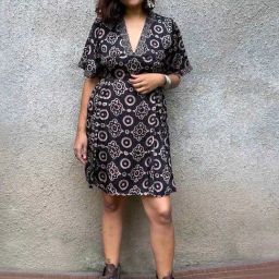 Chidiyaa Black Gypsy Heart Marjorie Modal Silk Dress-image-40