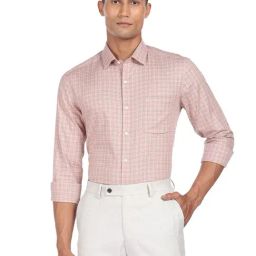 Arrow Pink Cotton Slim Fit Checks Shirt-picture-14