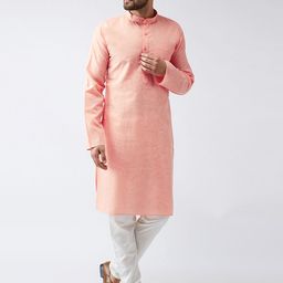 SOJANYA Men Coral Solid Straight Kurta-12