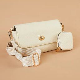 Code by Lifestyle Beige Quilted Sling Handbag-74