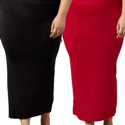 Secrets By ZeroKaata Pink & Black Plain Saree Shapewear - Pack Of 2-image-65