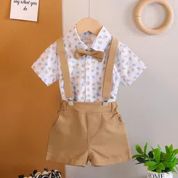 YK Boys Printed Shirt Collar Short Sleeves Pure Cotton Shirt With Shorts-75